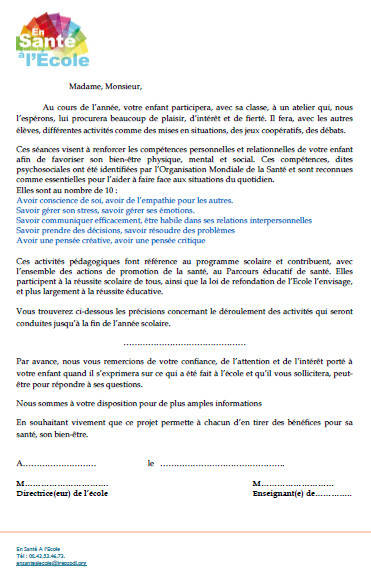 Modèle de lettre