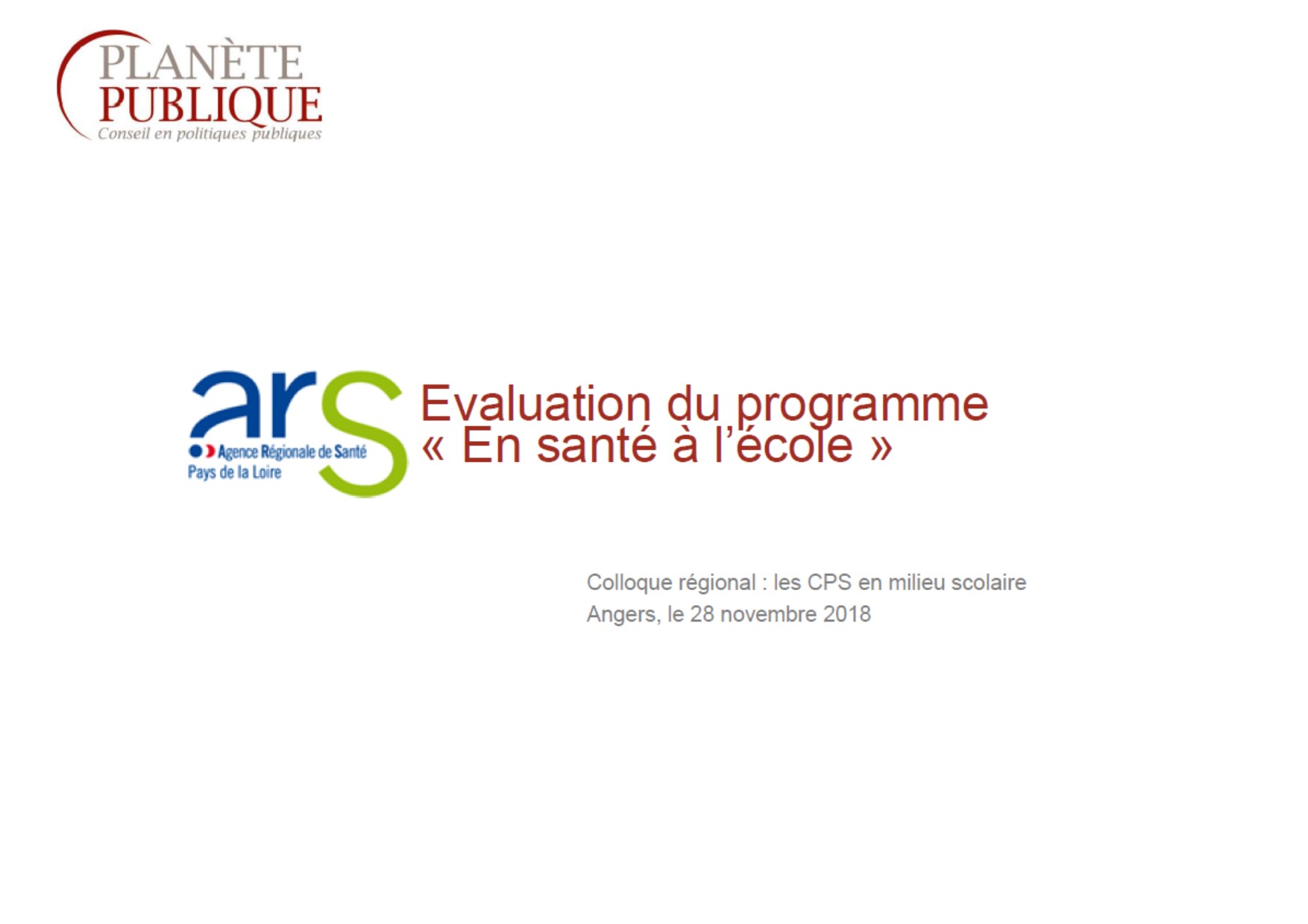 Présentation de l'évaluation externe 